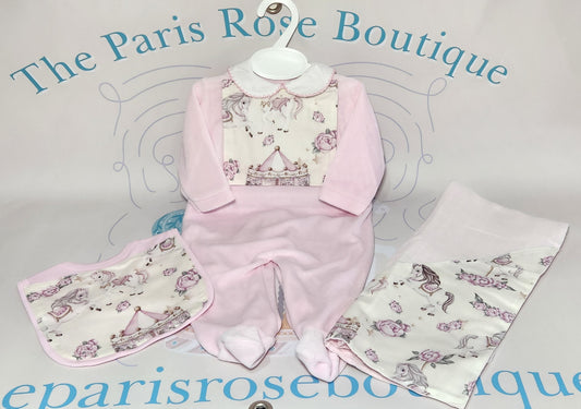 Pink Carousel Babygrow full set MADE TO ORDER