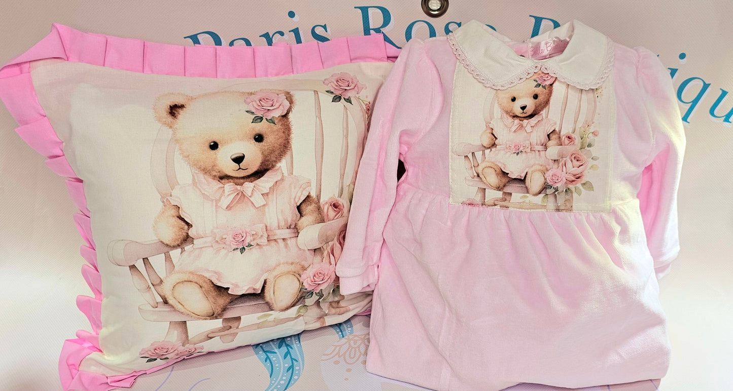 Pink Teddy Babygrow Set MADE TO ORDER