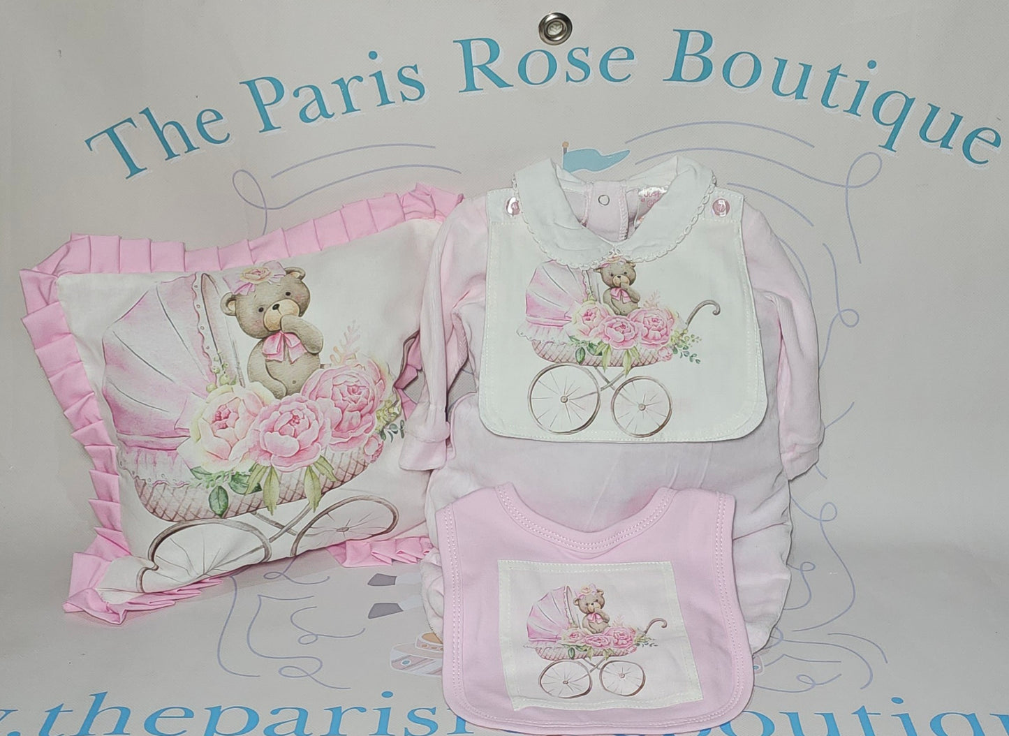 MADE TO ORDER  Teddy in Pram Set