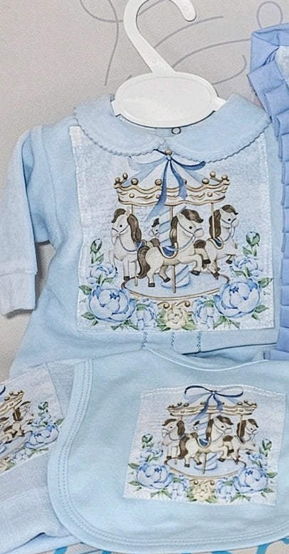 Blue carousel grow & muslin set